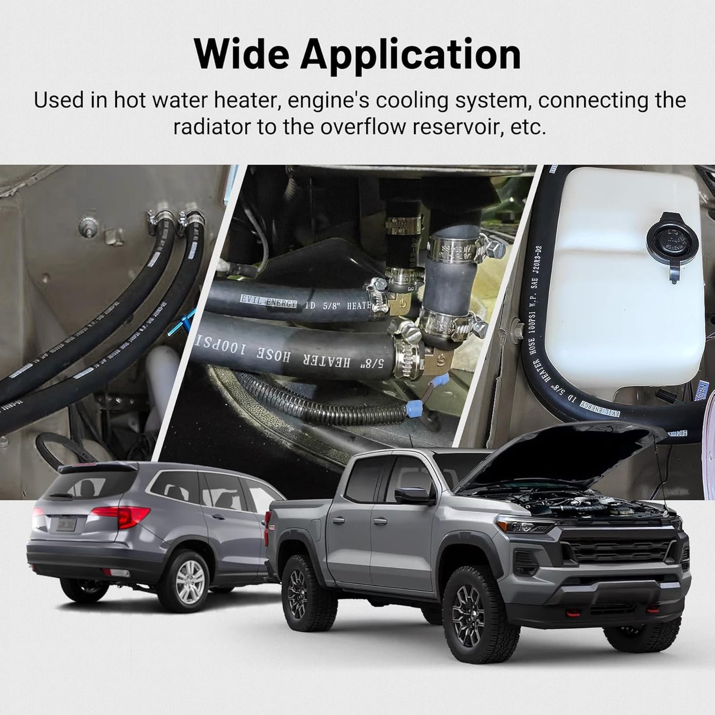 EVIL ENERGY 5/16" Heater Hose Coolant Radiator Straight 100PSI SAE 20R3 25FT Black