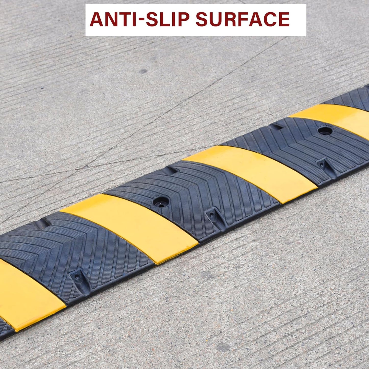 Orangestar Speed Bumps 2-Pack, 6FT Heavy Duty Rubber Driveway Bump with 8 Screws for Asphalt, Concrete, Gravel, 2-Channel Cable Protector