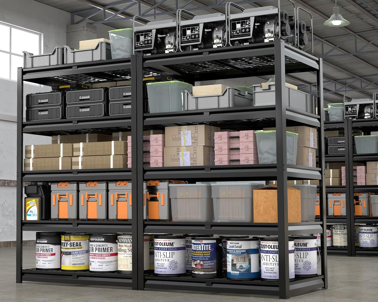 PrimeZone 36" W Heavy Duty Garage Shelving 5 Tier Heavy Duty Storage Shelves Adjustable Industrial Metal Wire Shelf Unit for Garage,Basement,Pantry,Warehouse,Commercial,36" W X 16" D X 72" H 2Pack