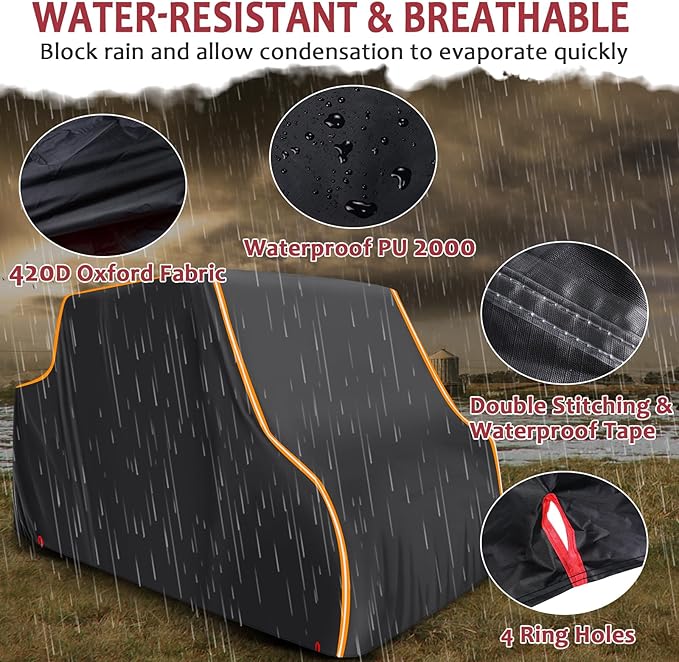 StarknightMT UTV Cover 4 Seater, Waterproof Cover Compatible with Polaris Ranger Crew 1000 900 570 800 General RZR Talon Teryx 4-Door with Reflective Strips Heavy-Duty 420D UTV Full Weather Cover
