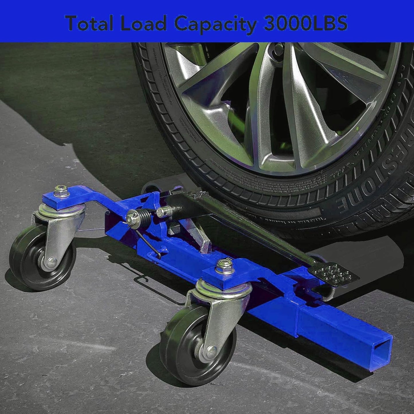 4 Pcs Car Wheel Dolly, 1500LBS Capacity Trailer Dolly with Hydraulic Tire Jack for Vehicle Positioning for Truck RV Trailer, Blue