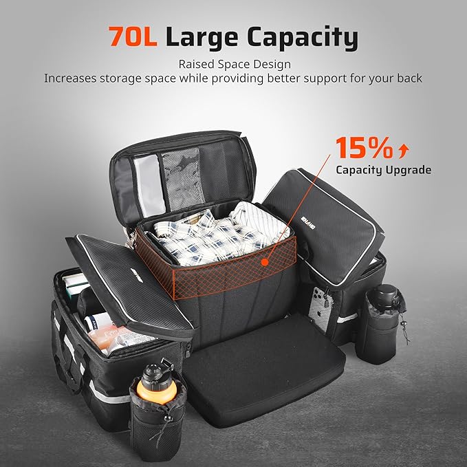 Ehaho ATV Rear Seat Storage Bags with Cooler Bag, 83L Large ATV Rear Rack Bag, [Waterproof & Durability] 4 Wheeler Cargo Rear Seat Bags Compatible with Polaris Sportman Fourtrax Can Am Kawasaki Yamaha
