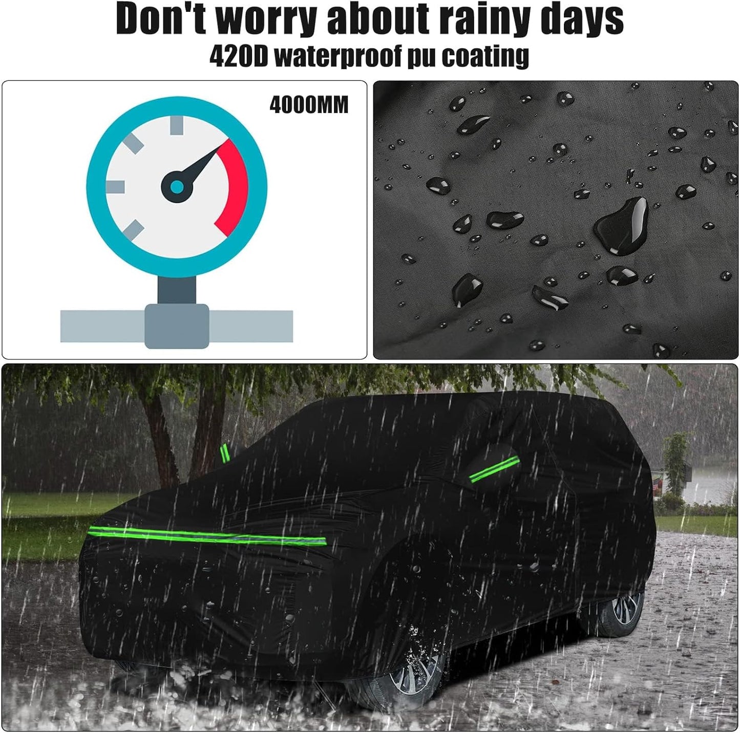 Waterproof Car Cover Compatible with 2005-2025 Chevrolet Equinox LS/LT/RS/Premier, 420D Oxford Cloth Black All Weather Car Covers with Zipper Door for Snow Rain Dust Protection