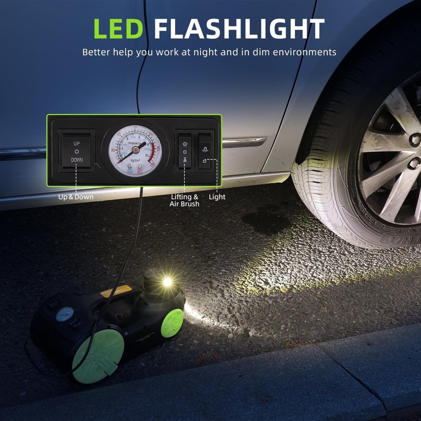 EFFIROSO Upgrade LED Light Electric Car Jack 5 Ton12V Hydraulic Jack Lift 5.9-20.8 Inch for SUV MPV Sedan Change Tires Garage Repair 11000 lbs