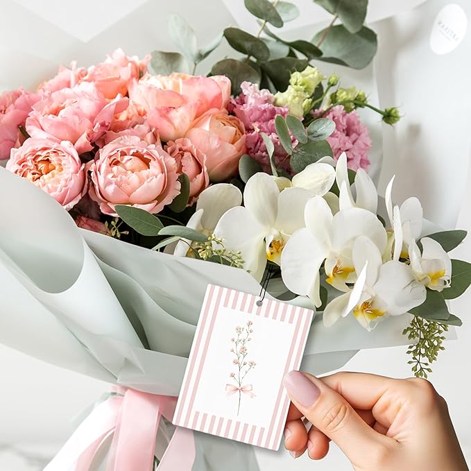 Pink Floral Car Air Freshener 4 Pcs, Coquette Pink Bow Flower Hanging Scents Air Freshener for Women Girls Gifts, Preppy Flower Scented Car Accessories Decor for Room Closet Drawer