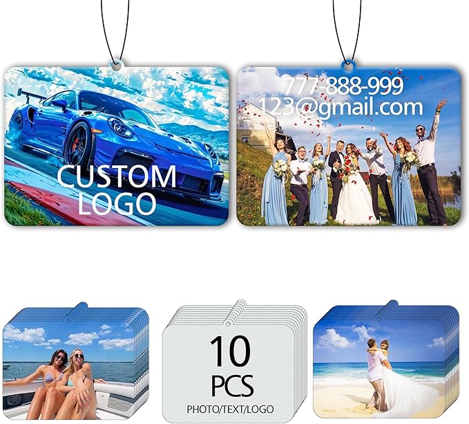10-1000Pcs Custom LOGO Air Fresheners, Customized Bulk Car Air Freshener, Personalized Photo Company Text LOGO Air Fresheners Brand Wedding Gifts (Horizontal)