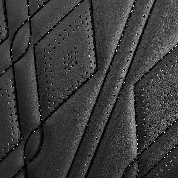 Huidasource Leather Back Row Seat Covers, Waterproof Rear Split Bench Car Seat Covers, Vehicle Seat Cushion Cover Protector Universal Fit for Most Cars Sedan SUV Pickup Truck(Back Row/Black)