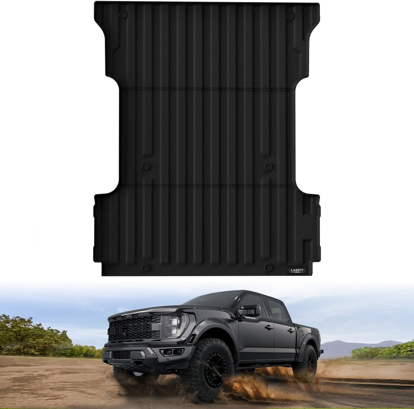 LASFIT Bed Mat for Ford F-150 (6.5ft, 78.9in) 2015-2025(Not for Pro Access Tailgate or Bed w/Side Storage), Custom Fit All Weather Protector Durable TPE Truck Bed Liner Easy Clean- Black