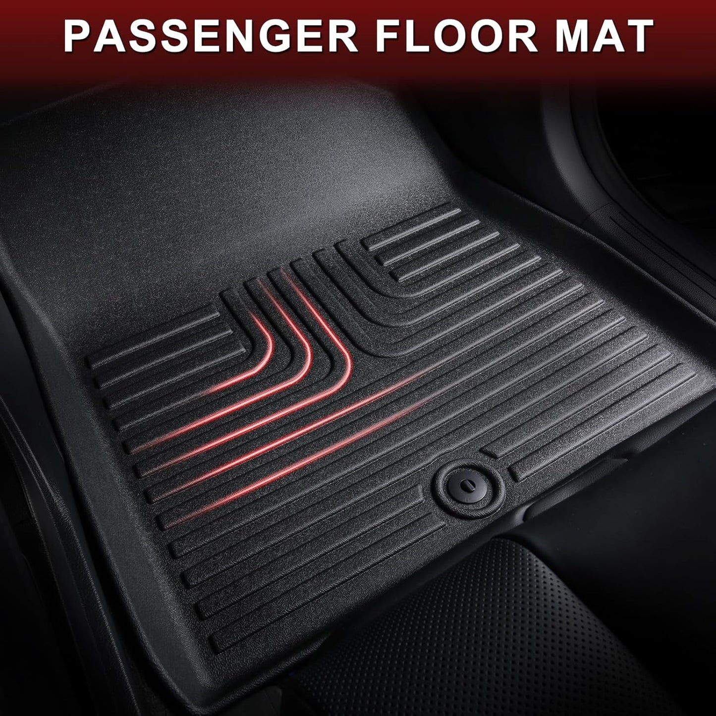 Wayhigh-All Weather Floor Mats Fit for Hyundai Santa Cruz 2022-2024 2025 Custom Fit TPE Heavy Duty Car Mats Santa Cruz Accessories-Black