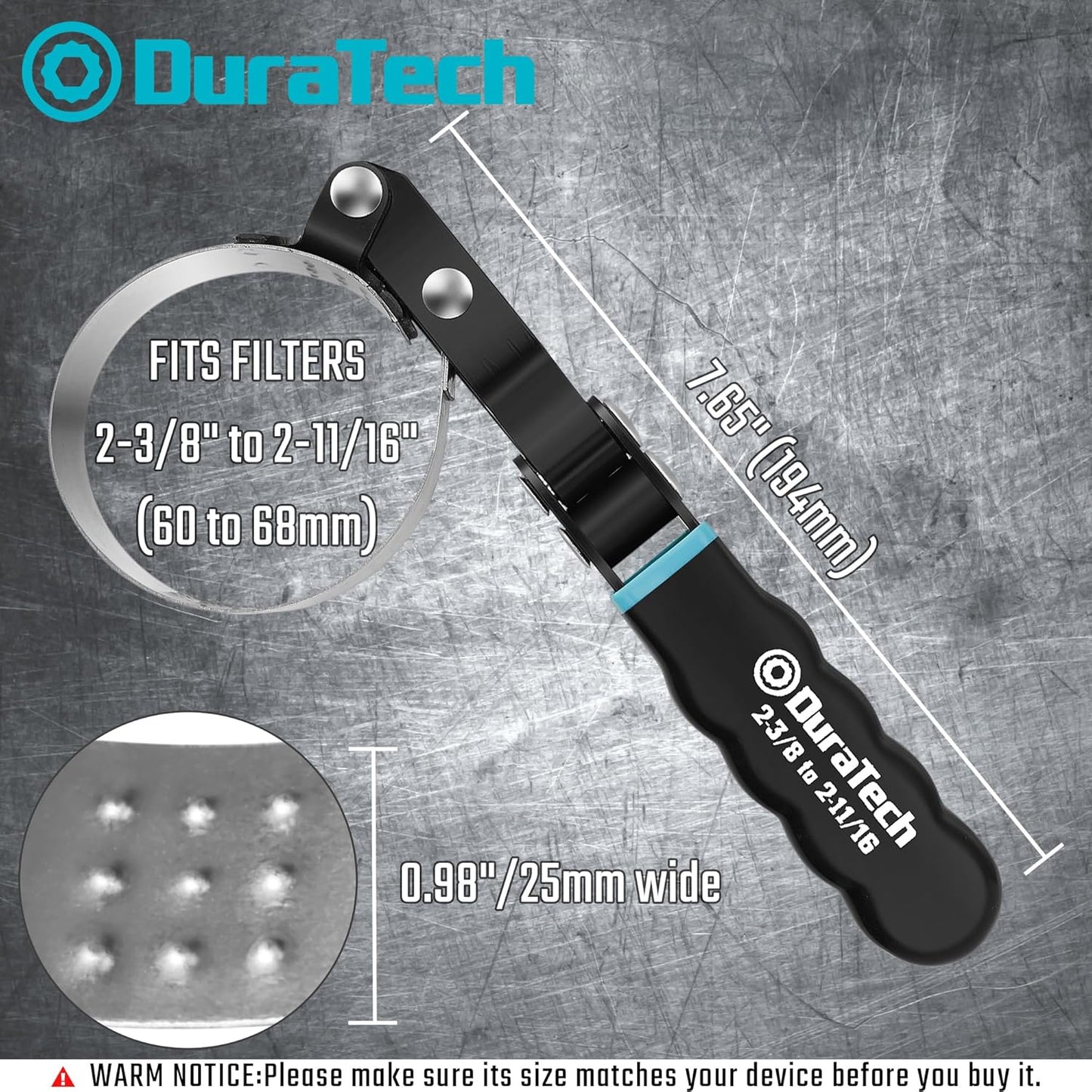 DURATECH Extra Small Swivel Oil Filter Wrench, Oil Filter Removal Tool, Fits Filters 2-3/8" to 2-11/16", Perfect for Car Repair Tools
