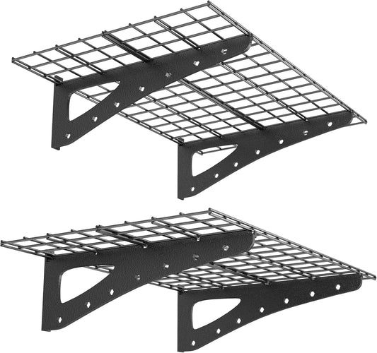 2-Pack Garage Wall Shelving, 2x4ft Walls Shelf Storage Rack, Sturdy Walls Shelves for 550 LBS, Black, Heavy Duty Shelving Wall Mounted for Garage, Warehouse, Storeroom and Basement, 47.2" x 23.6"
