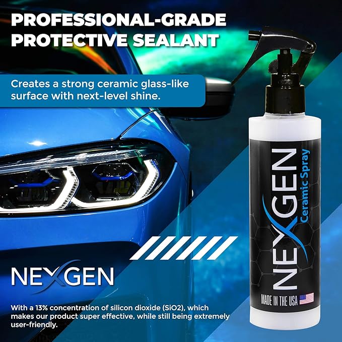 Nexgen Exterior Ceramic Spray & Interior Ceramic Spray - Complete Ceramic Coating Pack for Interior and Exterior to protects your vehicle from Environmental Contaminants (16 oz)