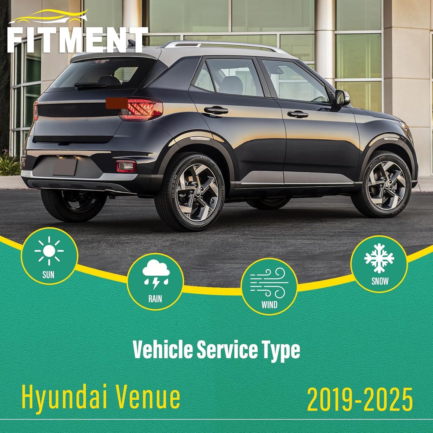 24" 18" 12" Windshield Wiper Blades Replacement for Hyundai Venue 2019 2020 2021 2022 2023 2024 2025 Premium All Weather Front Rear Wipers Set - OEM Quality (Pack of 3)