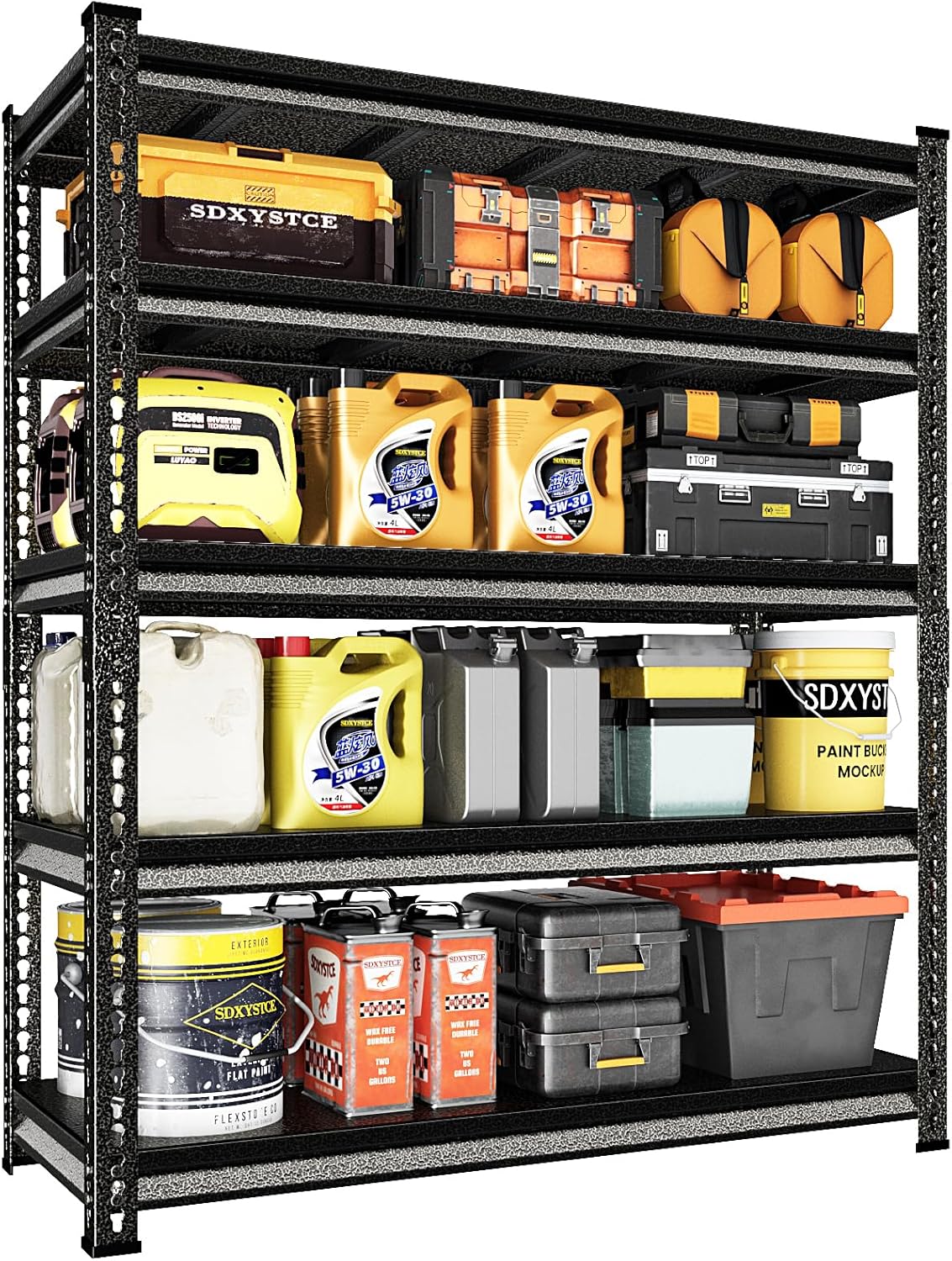 48" W Garage Shelving Heavy Duty, 3000LBS Loads Adjustable Garage Storage Shelves, 5-Tier Metal Shelving Units and Storage Racks, Industrial Utility Shelf,47.4" Wx23.6 Dx78 H, Silvery