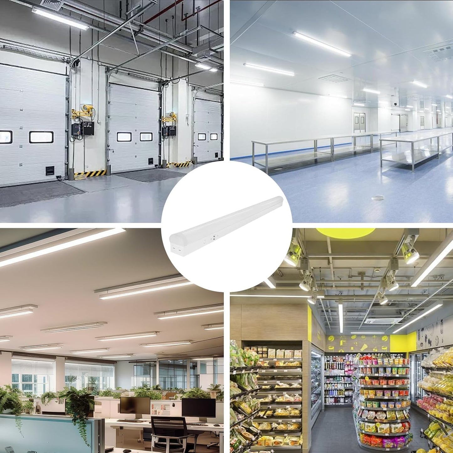 4FT LED Linear Strip Light Fixture, 4 Foot LED Shop Lights 40/32/24W 35/40/5000K CCT Selectable,Surface Mount and Hanging Ceiling Lighting Fixture for Garage, Warehouse, Workshop, Supermarket (4)