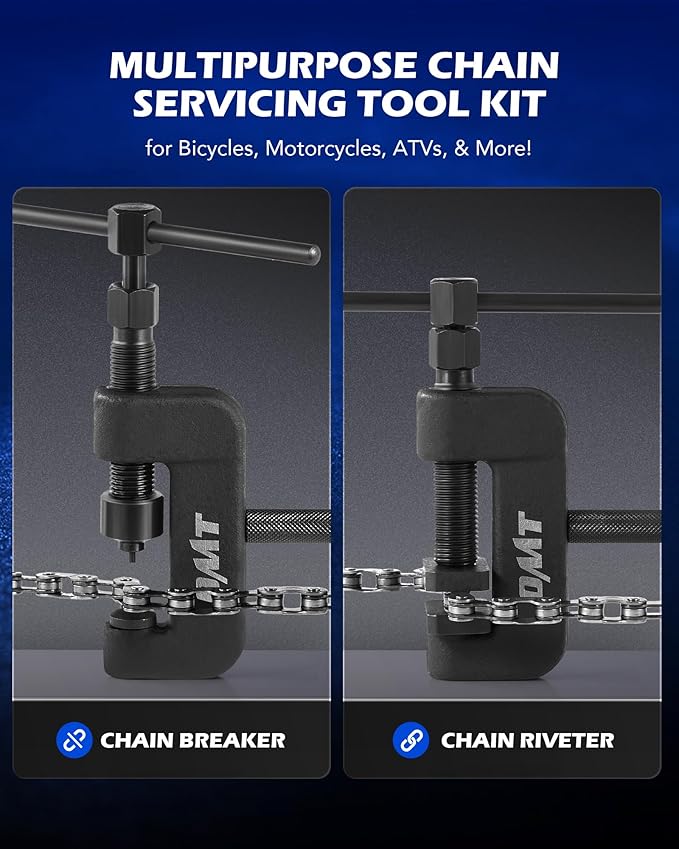 Orion Motor Tech 19pc Chain Brake Tool Kit with C Frame 3 Anvils 5 Break Tips, Dirtbike ATV Bicycle Motorcycle Chain Tool Chain Link Removal Tool Chain Rivet Tool for Cam & 25 to 630 Chains