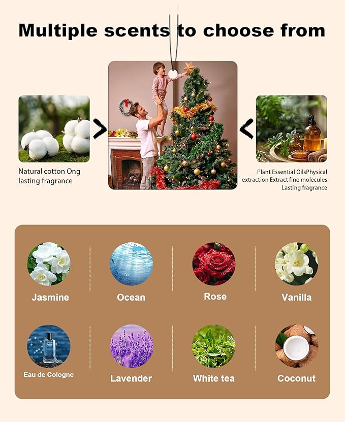 Personalized Double-Sided Car Air Freshener - Custom Photos & Text - 100% Natural Biodegradable Cotton - Long-Lasting Fragrance - 20+ Scents for Car, Home, Gifts