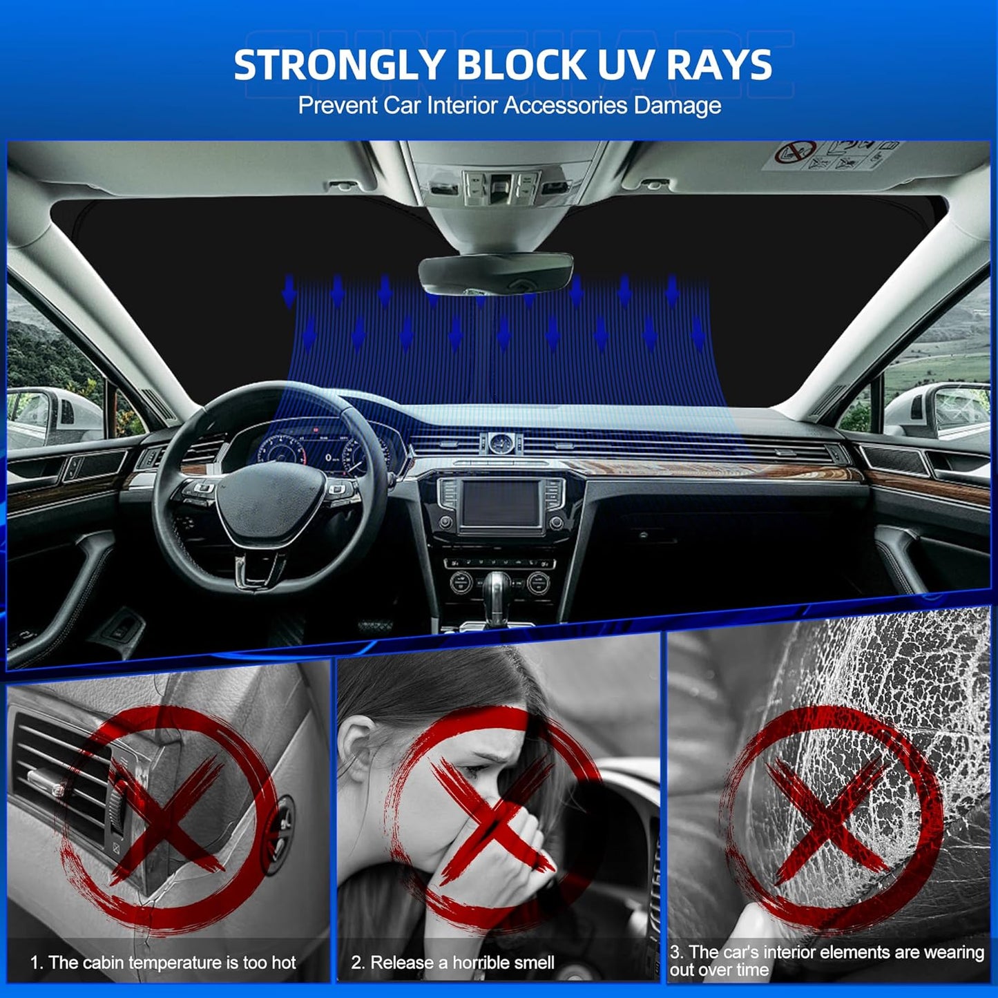Windshield Sun Shade for Ford Expedition 2018-2025 Foldable Sunshade Custom Fit Front Window Car Interior Accessories Protector Blocks UV Rays