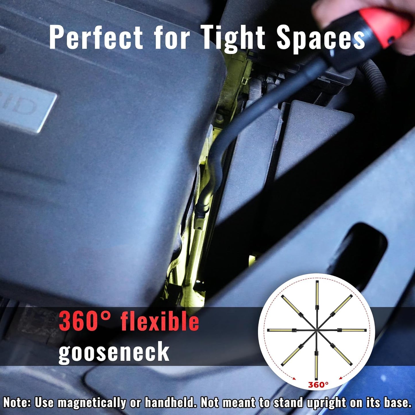 Rechargeable Work Light Magnetic, 800LM LED Work Light with Flexible Gooseneck, 3 Modes Mechanic Light for Work Bench, Auto Repair, Lathe, Gift for Men