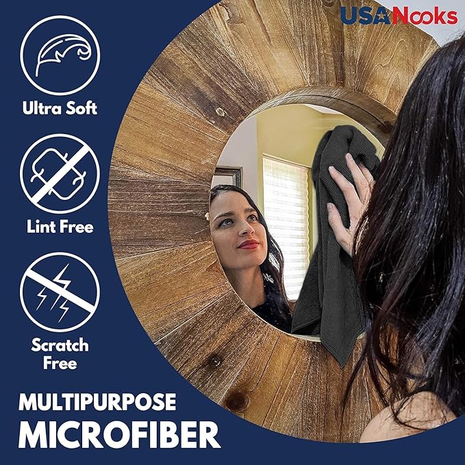 USANOOKS Microfiber Cleaning Cloth - 1200 Washes, Ultra Absorbent Towels Grip Root Weave Grime - 50pack - Black
