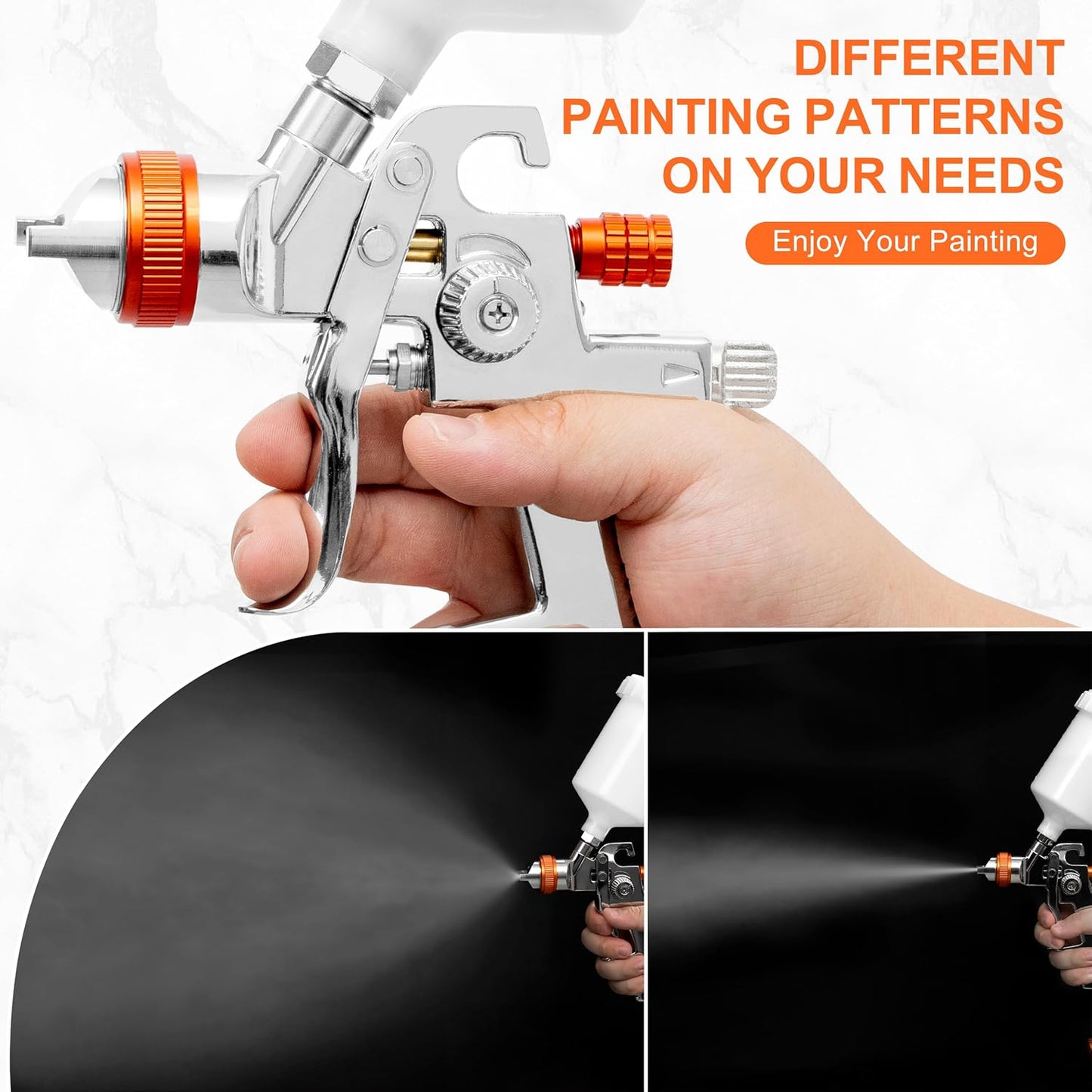 REFINE Spray Gun Kit, Auto Paint Gun with 1.4/1.7/2.0mm Nozzle Sets, 600cc Cup, Professional Automotive Air Spray Gun with Air Regulator for Cars, House ＆ DIY Painting
