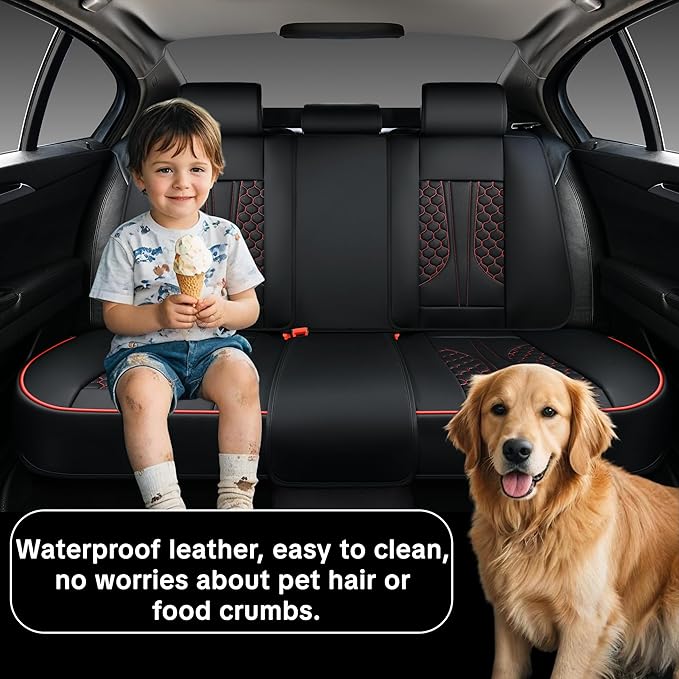 Black Car Seat Covers Full Set,Waterproof Leather Car Seat Covers,Suitable for suvs, sedans, and Pickup Trucks