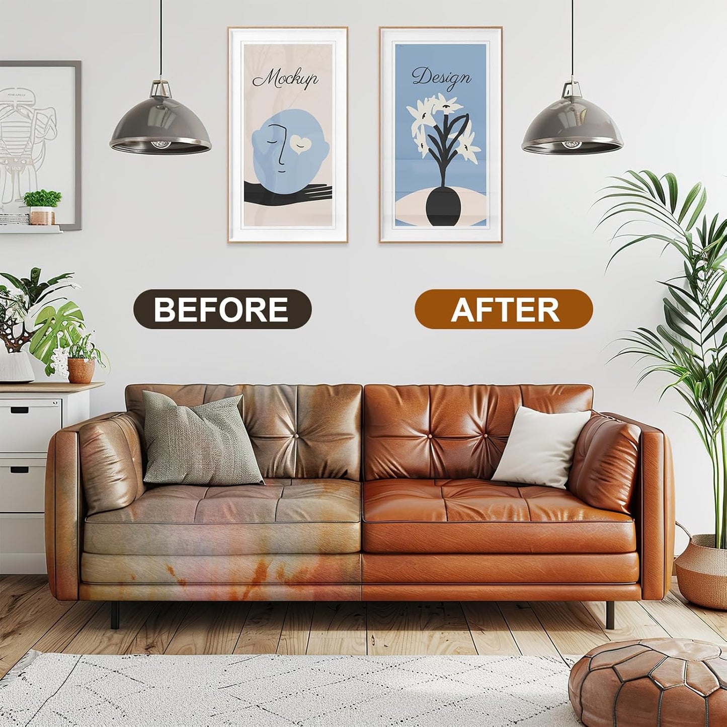 Leather Recoloring Balm Set,Leather Cleaner Restore Conditioner Mink Oil for Leather Repair Kit for Furniture Couches -Revives Repairs Scratches Leather Dye Furniture Polish (Dark Brown)