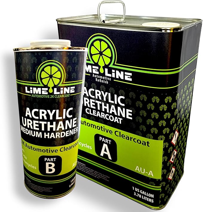 LiME LiNE 2K Clearcoat, Automotive Paint Kit with Hardener, Topcoat For Cars, Trucks and Motorcycles - 1.25 gallon Kit
