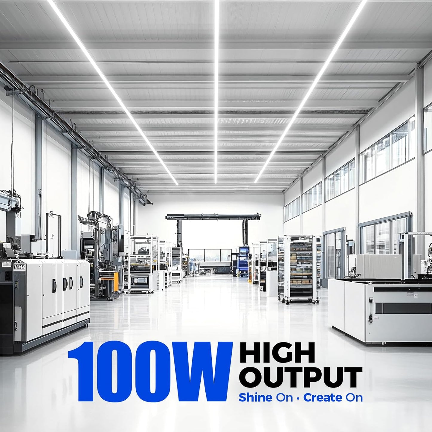 Barrina 8FT LED Shop Light, 100W 15000LM 5000K, Clear Cover Linkable LED Tube Lights, V Shape Integrated T8 LED Lighting, LED Light Fixtures for Garage, Warehouse, Workshop, ETL Listed, 4 Pack