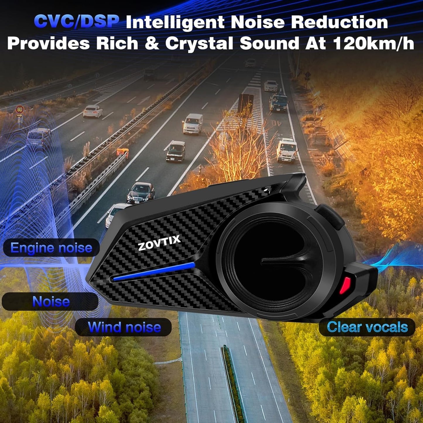 Motorcycle Helmet Headset, 8 Riders Intercom Headset Communication System Speakers with Music Sharing/HiFi Sound/3 EQ Music Modes/DSP&CVC Noise Cancellation/IP67/FM Radio/Wake up Siri (2 Pack)