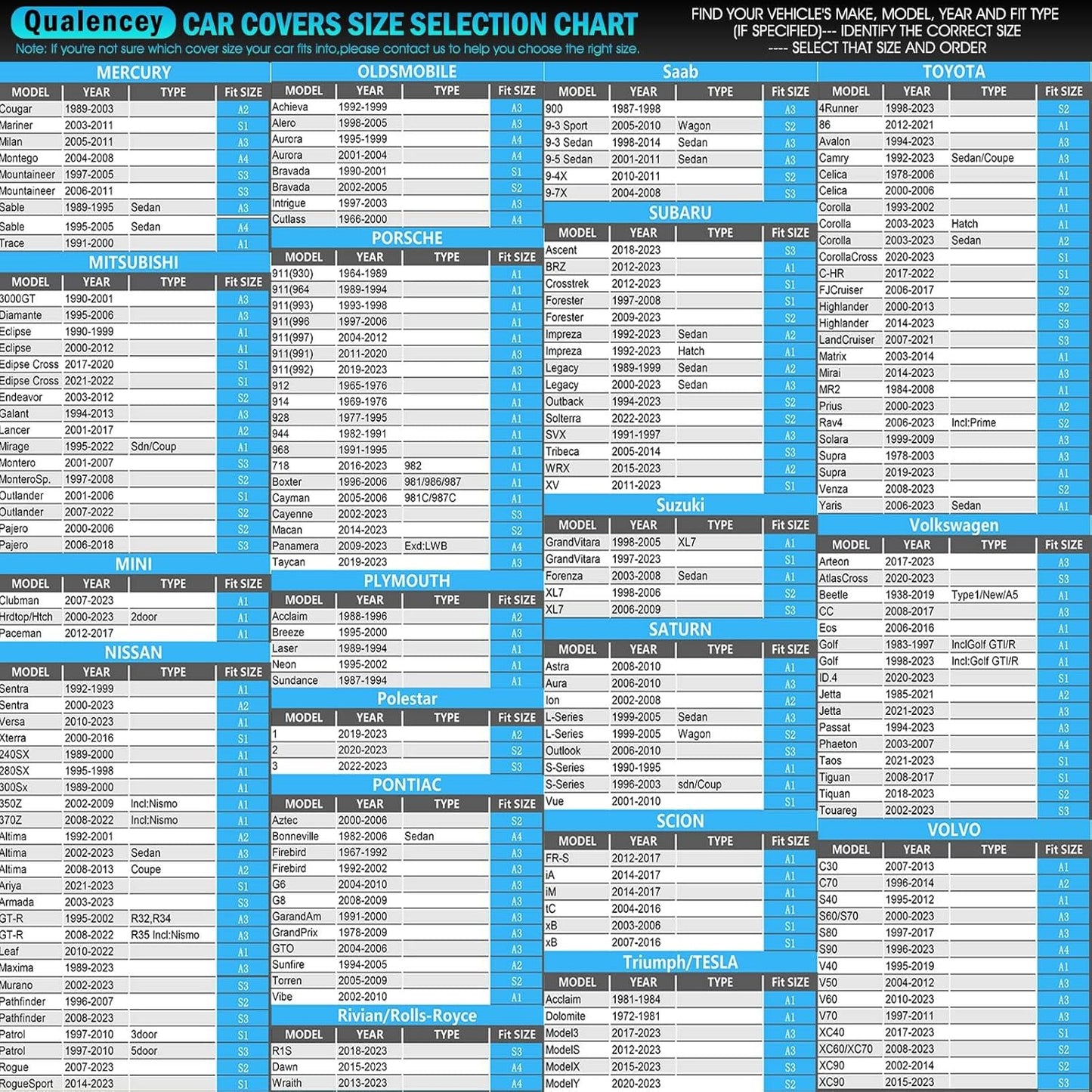 Car Cover Waterproof All Weather for Automobiles, Size A3 Universal Fit for Sedan Camry, Ford Mustang, Chevy Camaro/Malibu, Kia Optima, Hyundai Sonata, Nissan Altima, Tesla Model (187-198 inch)