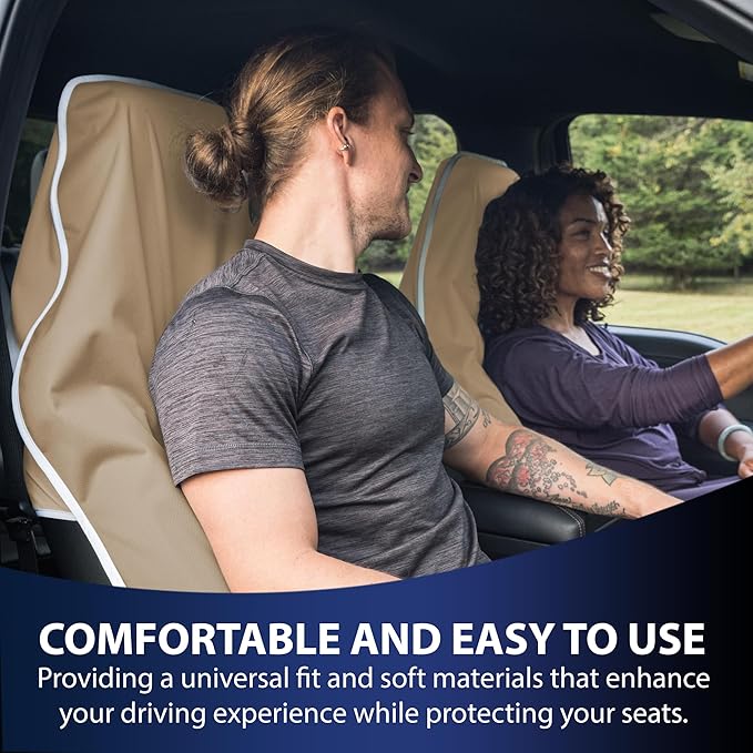 Dri Seats Waterproof Car Seat Cover – Premium Sweat Towel with Slip Resistant Backing for Front Seats in Cars, Trucks, SUVs – Universal Seat Liner, Easy Install, Machine Washable, Breathable
