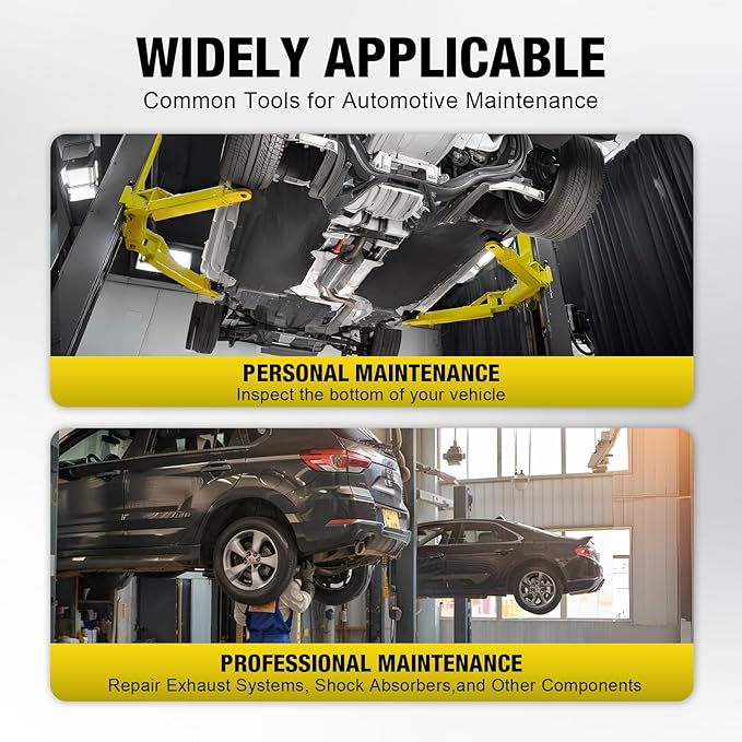 YELLOW JACKET Underhoist Support Stand 3/4 Ton Capacity with Foot Pedal, Lifting from 52.8" to 76.5", 12 Inch Diameter Base, Bearing Mounted Spin Handle, Contoured Saddle, Supports Vehicle Components