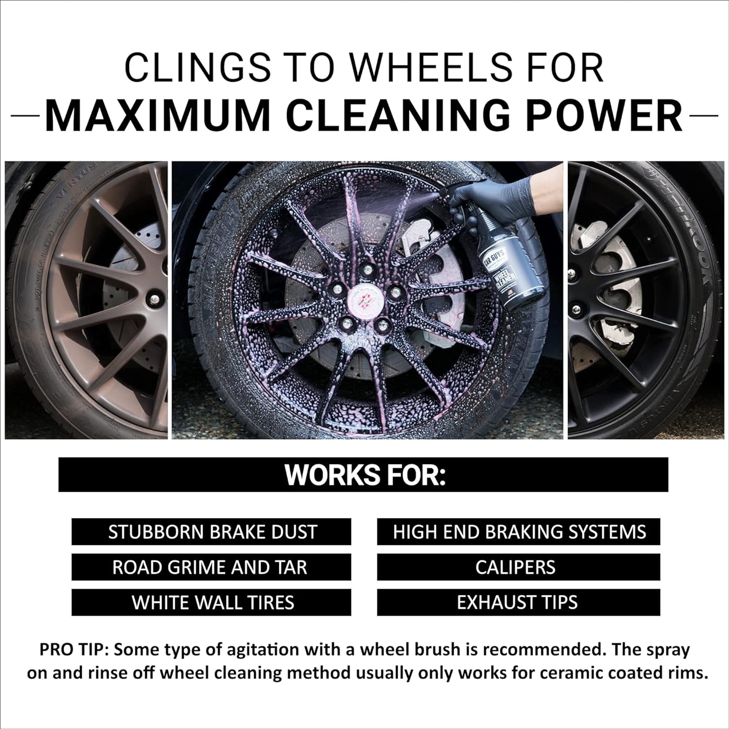 CAR GUYS Wheel Cleaner 1 Gallon Refill | Effective Rim and Tire Cleaner | Safe & Versatile Brake Dust Remover | 1 Gallon (Sprayer Not Included)