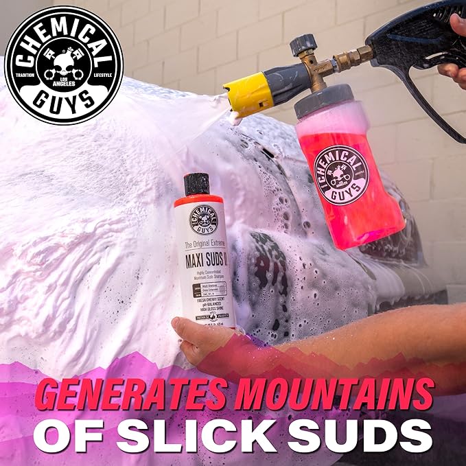 Chemical Guys CWS_101_16 Maxi-Suds II Foaming Car Wash Soap (Works with Foam Cannons, Foam Guns or Bucket Washes) Safe for Cars, Trucks, Motorcycles, RVs & More, 16 fl oz, Cherry Scent