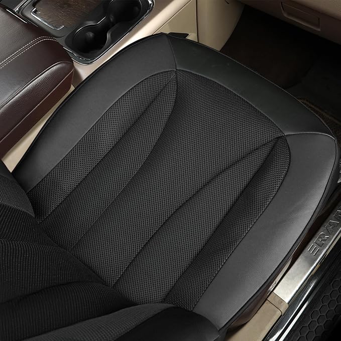 GIANT PANDA Front 3D Air Mesh Seat Covers Custom Fit Dodge Ram 1500 2500 3500, Trucks Leather Car Seat Protectors with Composite Sponge Inside Breathable Automotive Interior Covers (Black 2-Pack)