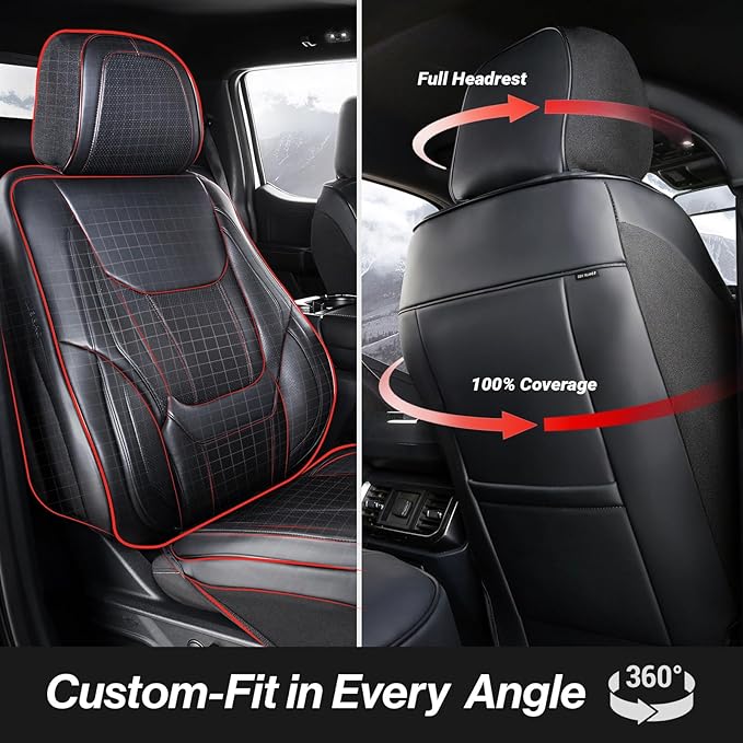 Coverland Custom Fit Car Seat Covers for Truck Compatible with [2007-2014 GMC Sierra 2500HD Extended Cab] Premium Waterproof Non-Slip Interior Seat Protector [Full Set Black- Size Chart X114]