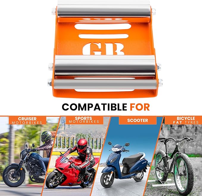 Grand Pitstop Motorcycle Wheel Cleaning Stand - Paddock Stand Replacement - Wheel Roller Stand for tire Cleaning & Chain Lubrication - GRoller Medium (Bikes < 485 lb & Tyre Width <180 mm)