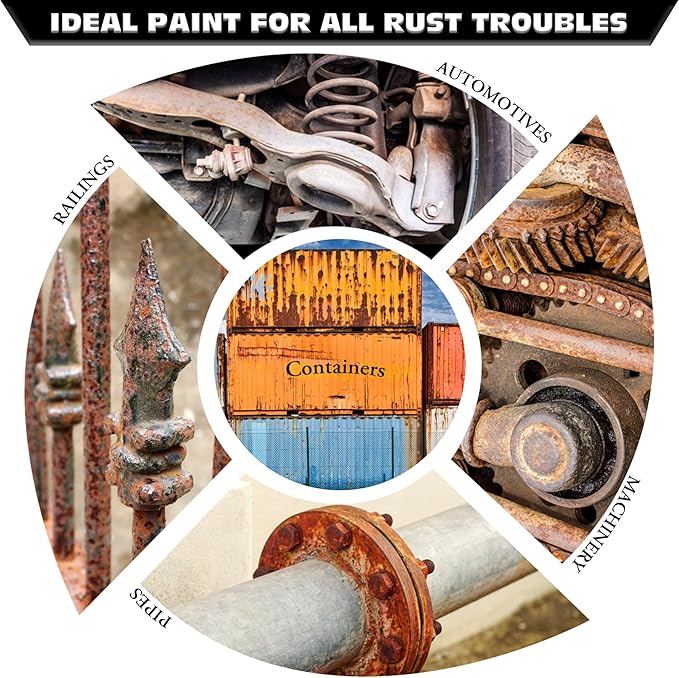 Rust Converter Paint - 16oz Water-Based Rust Reformer & Metal Primer, Semi-Gloss Black Rust Preventive Paint for Metal, Anti-Rust Coating Rust Encapsulator Paint for Maximum Rust, Corrosion Protection