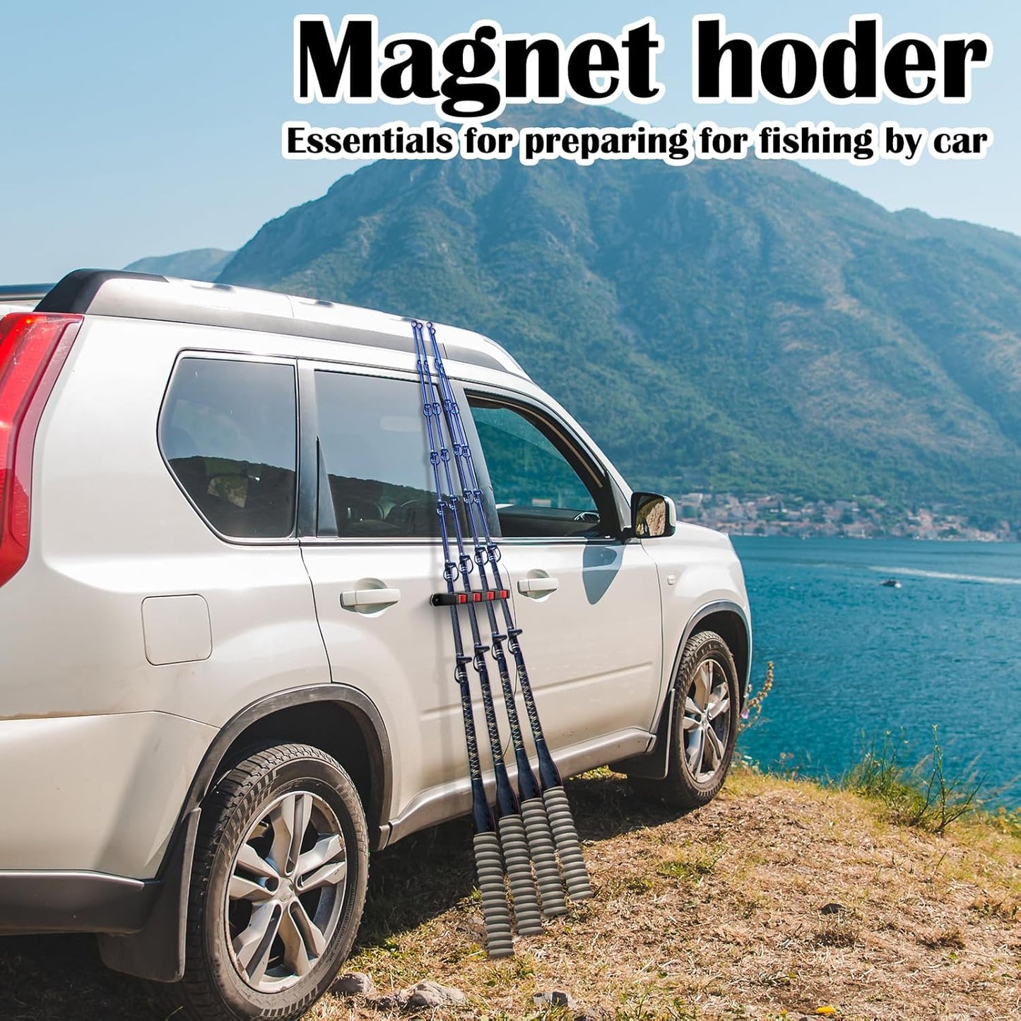 2 Pcs Magnetic Fishing Rod Holder for Car Fishing Pole Rack Vertical Rod Storage Holders for Truck Bed Boat Wall Garage Door