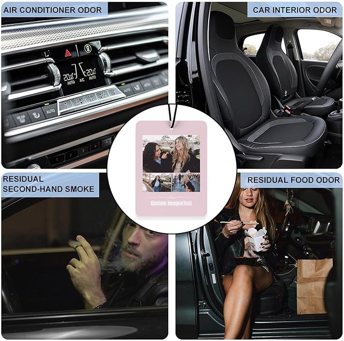 Custom Air Freshener for Car - Double Sided Printed Personalized with Picture Photo Text -Personalized gift for Valentine’s Day Birthday Christmas