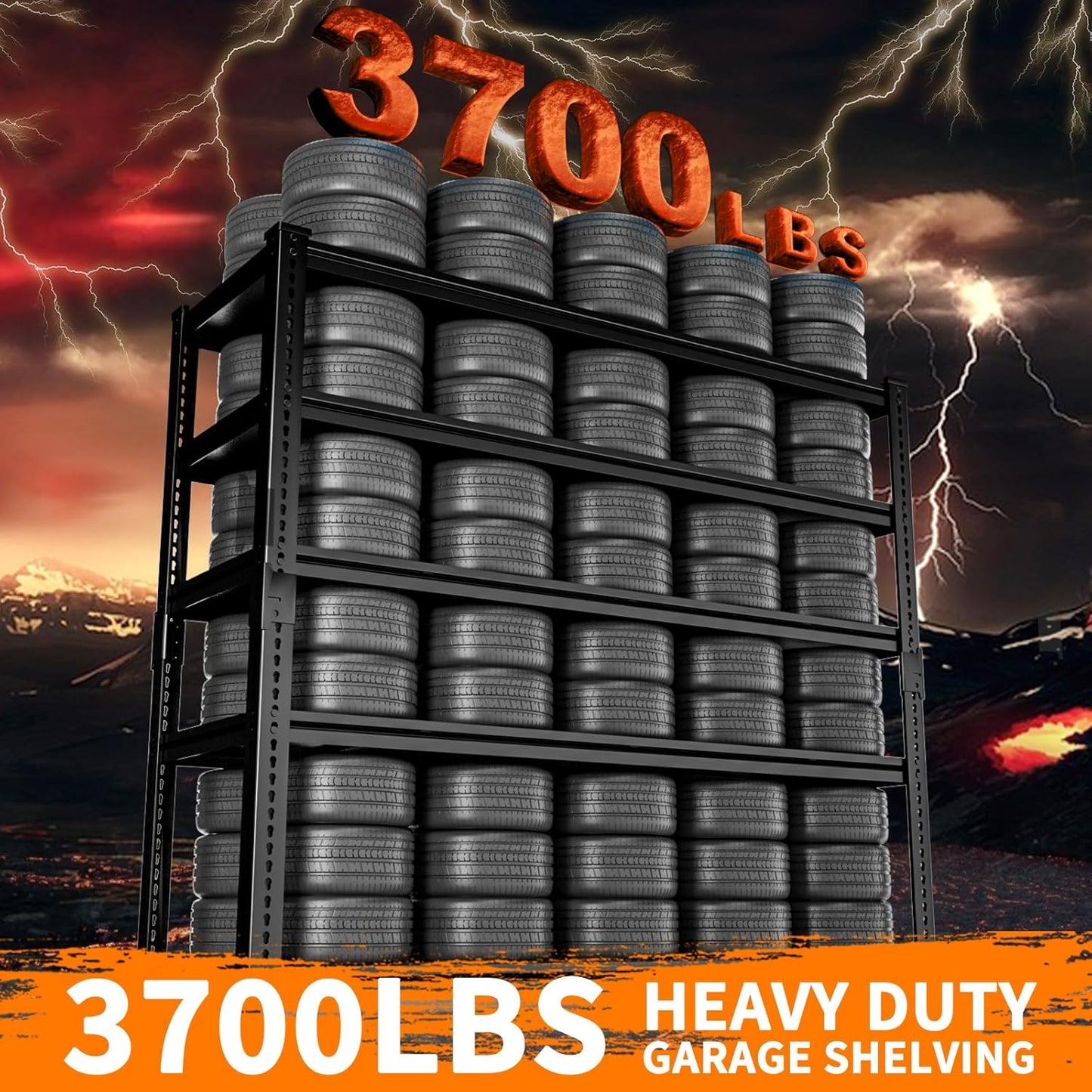 Storage Shelves Heavy Duty 4 PCS, 48"L x 18"W x 72"H Garage Storage Shelves Unit Loads 3700LBS, 5-tier Adjustable Metal Industrial Utility Shelf Rack for Kitchen, Laundry Room, Warehouse, Basement