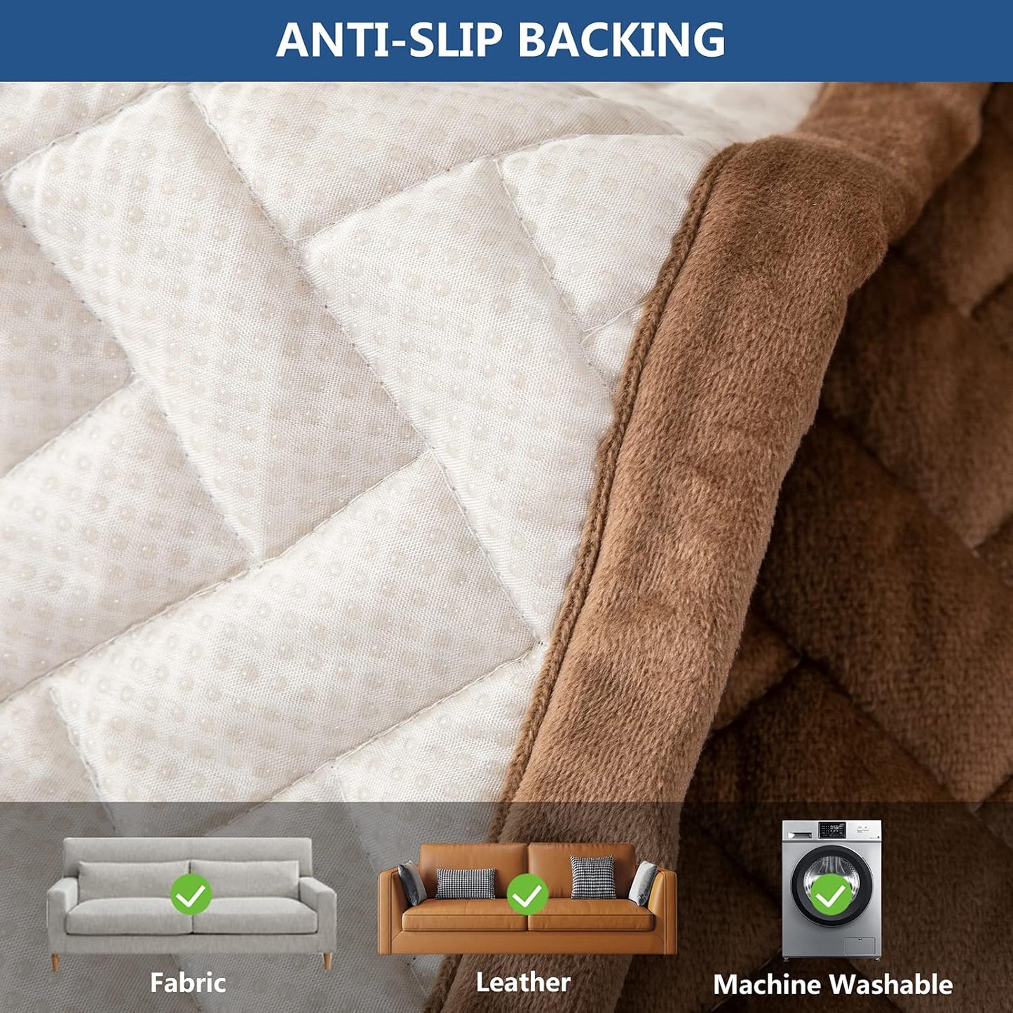 Eismodra Couch Cover,Sectional Couch Covers,Sofa Covers for 3 Cushion Couch,Anti-Slip Sofa Slipcovers for Dogs Cats Kids Loveseat Recliner L Shaped Armrest Backrest,Brown 36''x36''(Only 1 Piece)