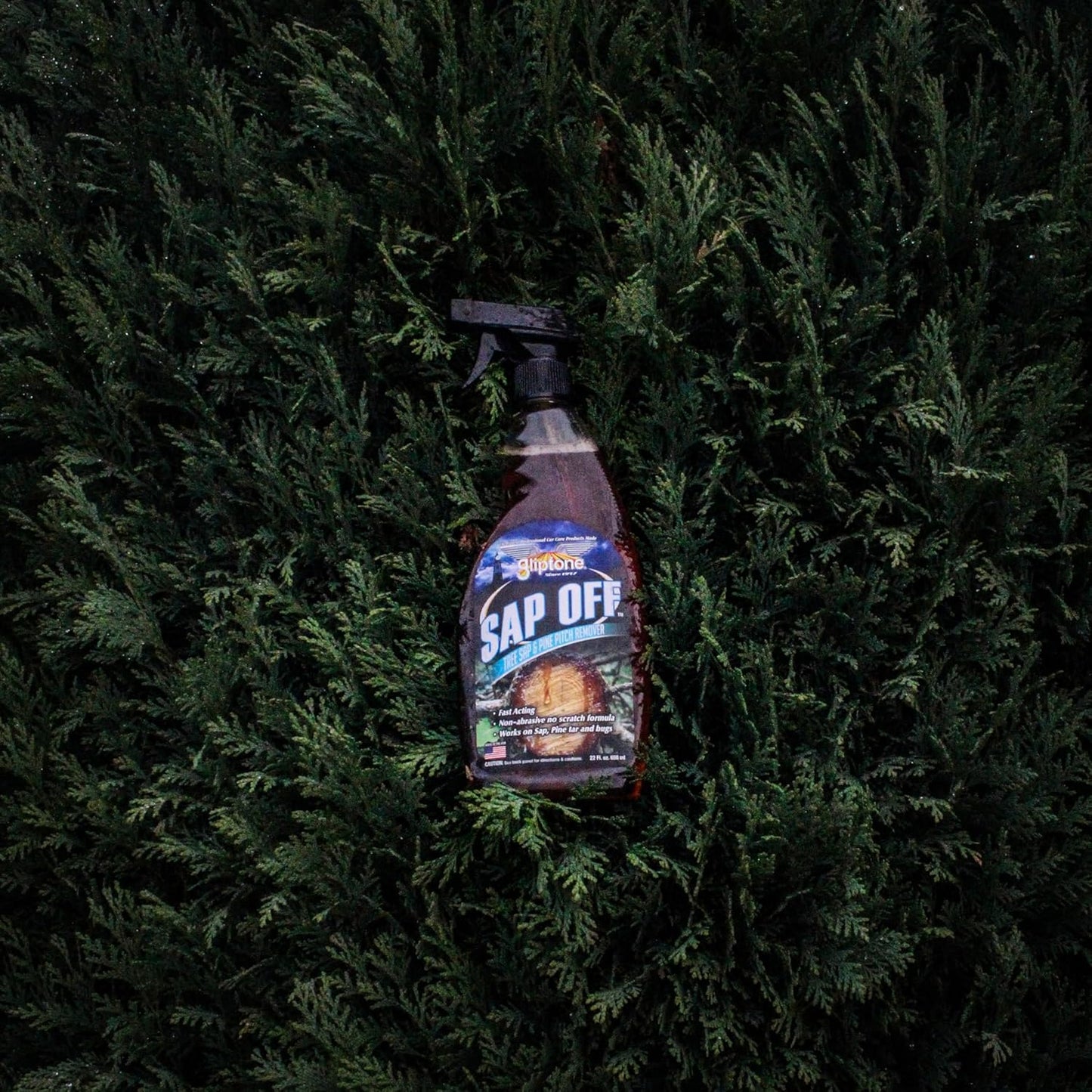 Sap Off, Fast-Acting Sap, Pine Tar & Bug Remover Spray, 22 Fl Oz, Non-Abrasive Formula Safe for Paint, Glass & Plastic, Removes Dried-On Sap, Tar, and Bug Residue Quickly