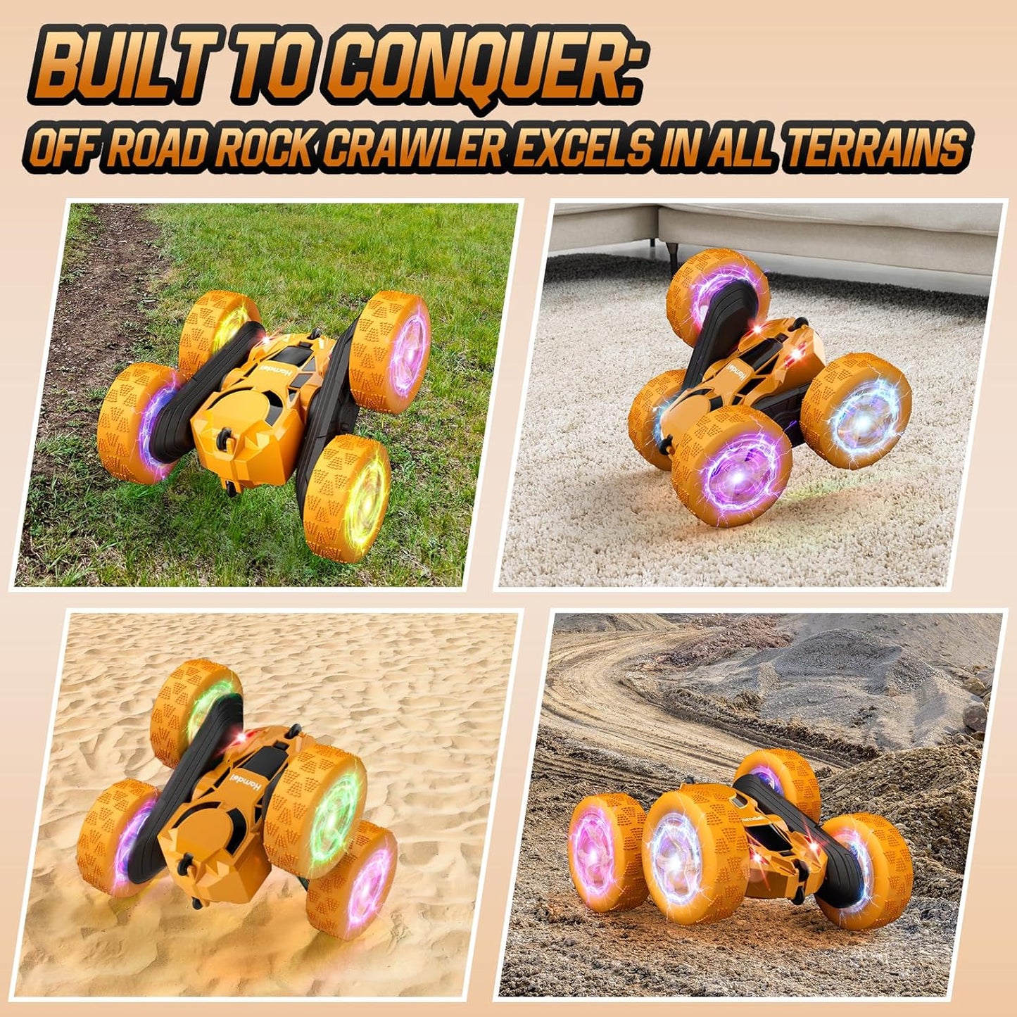 Remote Control Car, 360° Rotating 2.4GHz Fast Stunt RC Cars for Kids, Boy Toys Ages 6 7 8 9 10 Year Old, Gifts for Boys and Grils-Yellow