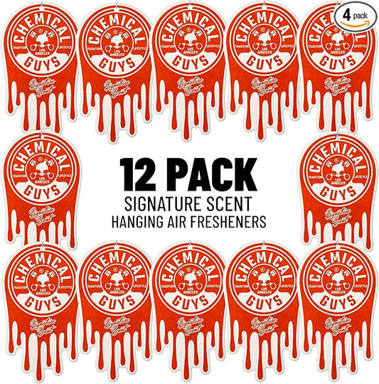 Chemical Guys Hanging Air Fresheners - Signature Scent for Cars, Trucks, SUVs, RVs, Home, Office, Work, Dorm Room, & More - 12 Pack - AIR40704