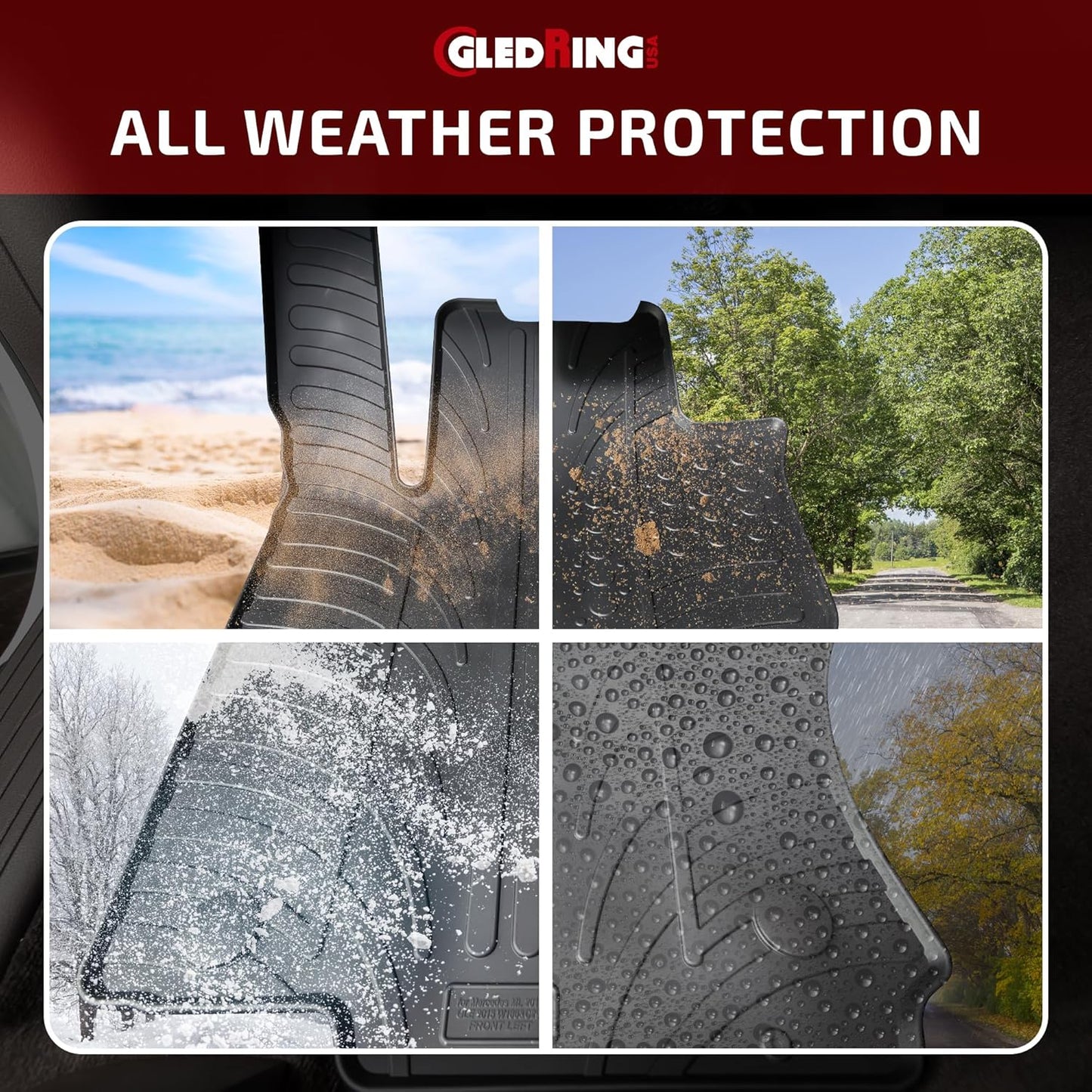 Gledring USA Custom Fit All-Weather Rubber Floor Mats Intended for Mercedes Benz E-Class / E63 AMG (W211) 2003-2009, No Trimming Required, Tailored Custom Fit, Protects from Rain, Mud, & Snow