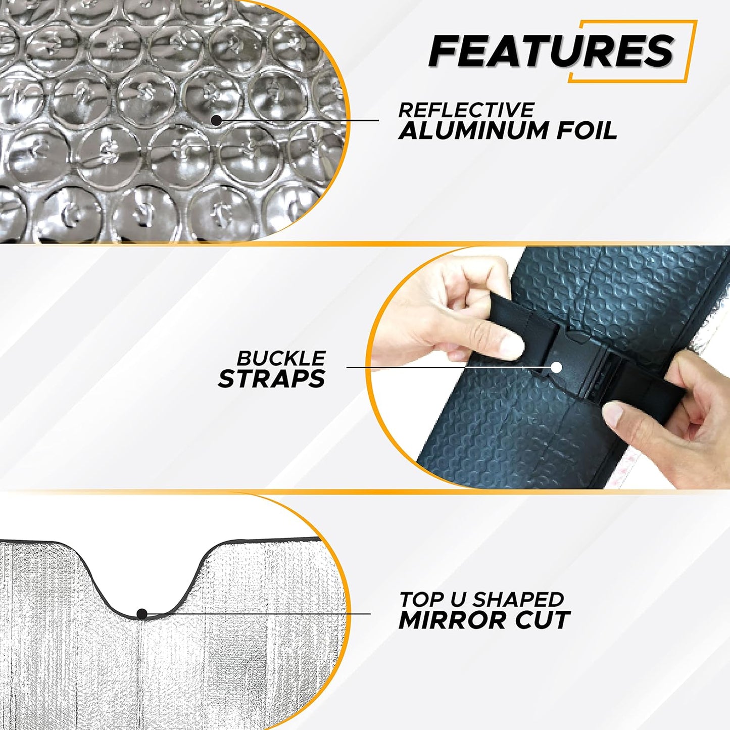 EcoNour Accordion Car Windshield Sun Shade for Trucks | Car Window Shades for Large SUVs & Pickups | UV Blocker Sun Visor for Interior Protection & Heat Control | XL (66 x 27 Inches)