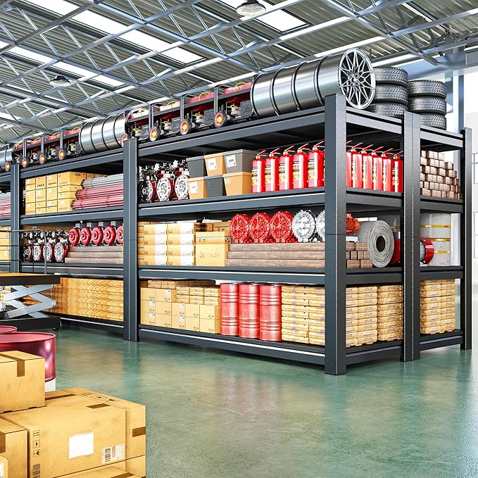 1800LBS Storage Shelves, 40" W Garage Shelving Heavy Duty, Adjustable Metal Shelving Unit, Storage Rack for Garage, Basement, Warehouse with Tool-Free Assembly, 40" W x 19.1" D x 57" H