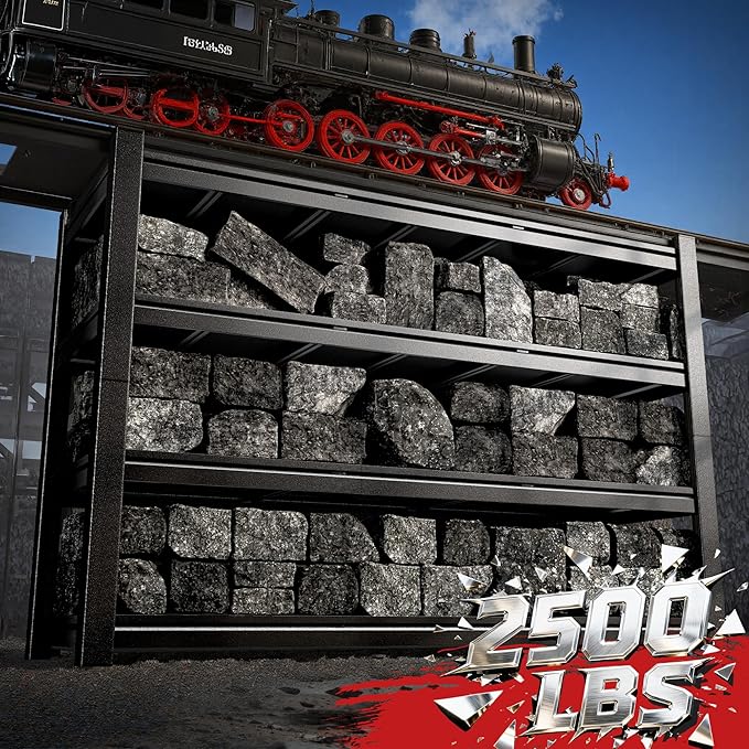 2500LBS Storage Shelves, 60.1"W Garage Shelving Heavy Duty, Adjustable Metal Shelving Unit, Storage Rack for Garage, Basement, Warehouse with Tool-Free Installation, 60.1"W x 24"D x 60.1"H